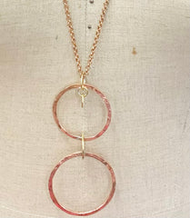 Double hoop copper pendant