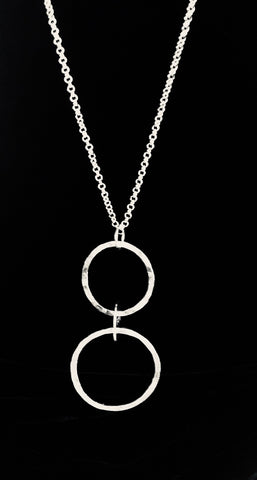 Double hoop silver pendant