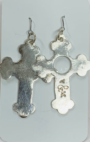 Silver Holey Cross earrings
