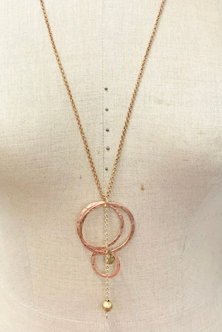 Hoop and chain copper pendant