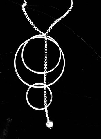 Hoop and chain silver pendant