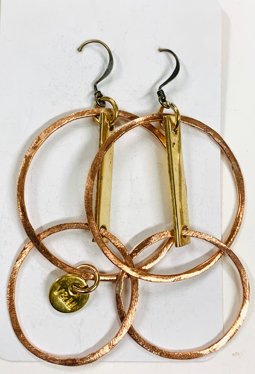 Hoop and stem copper earrings