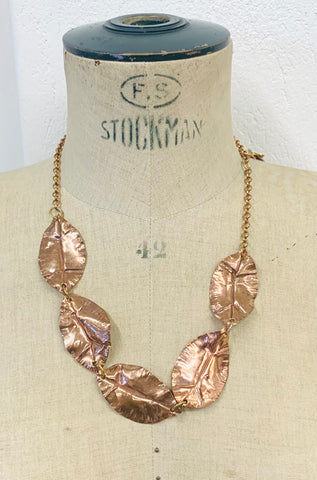 Leaf necklace copper