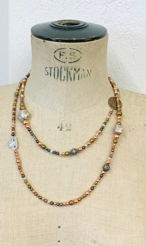 Metal beads long necklace