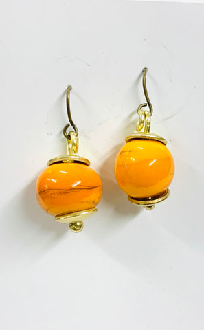 Murano glass drop earrings buttercup yellow
