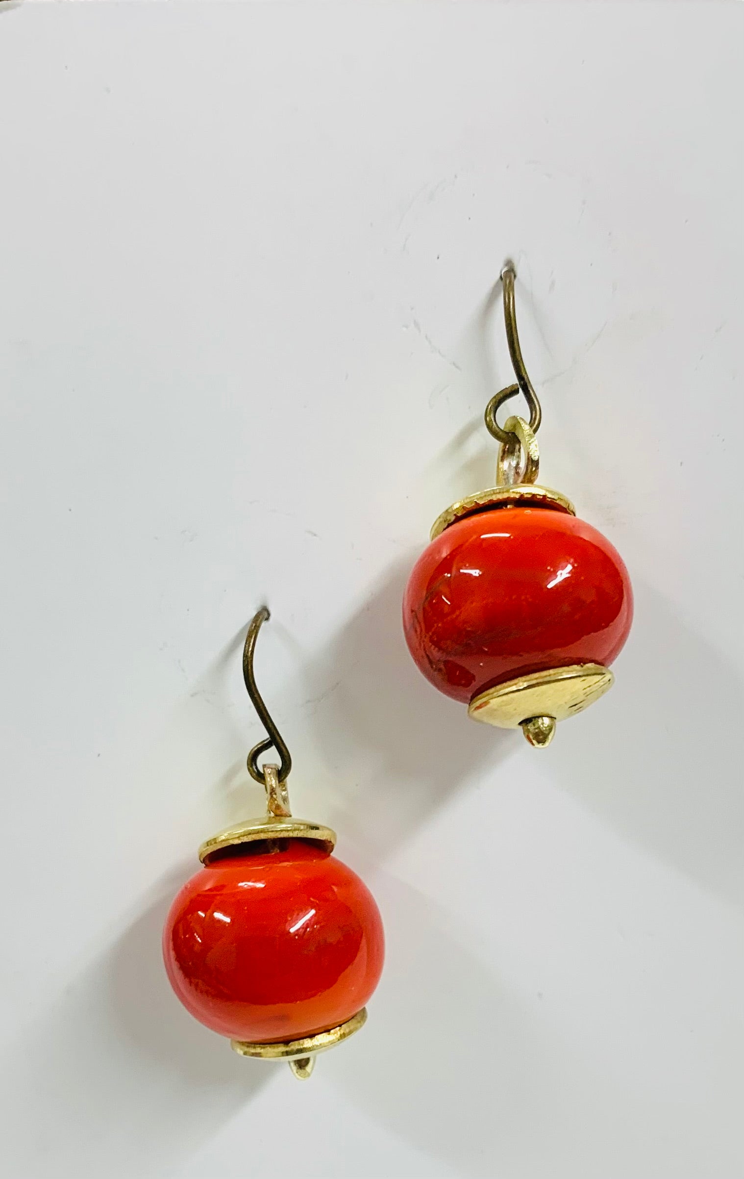 Murano glass drop earrings red