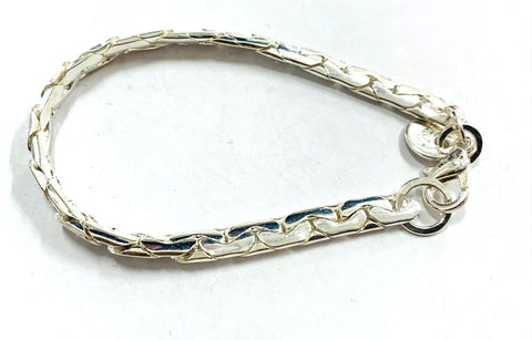Narrow snake chain silver bracelet