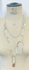 Paperclip long necklace silver