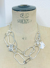 Paperclip long necklace silver