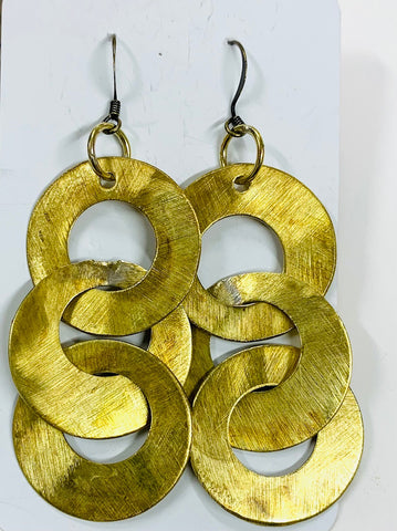 Retro circle brass earrings