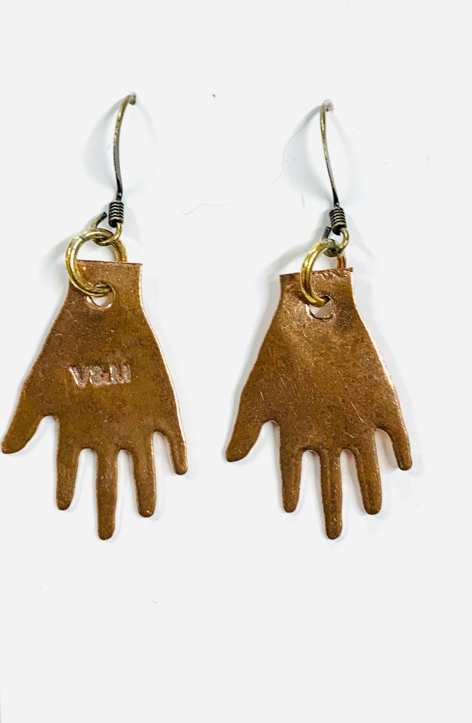 Copper small hand earrings