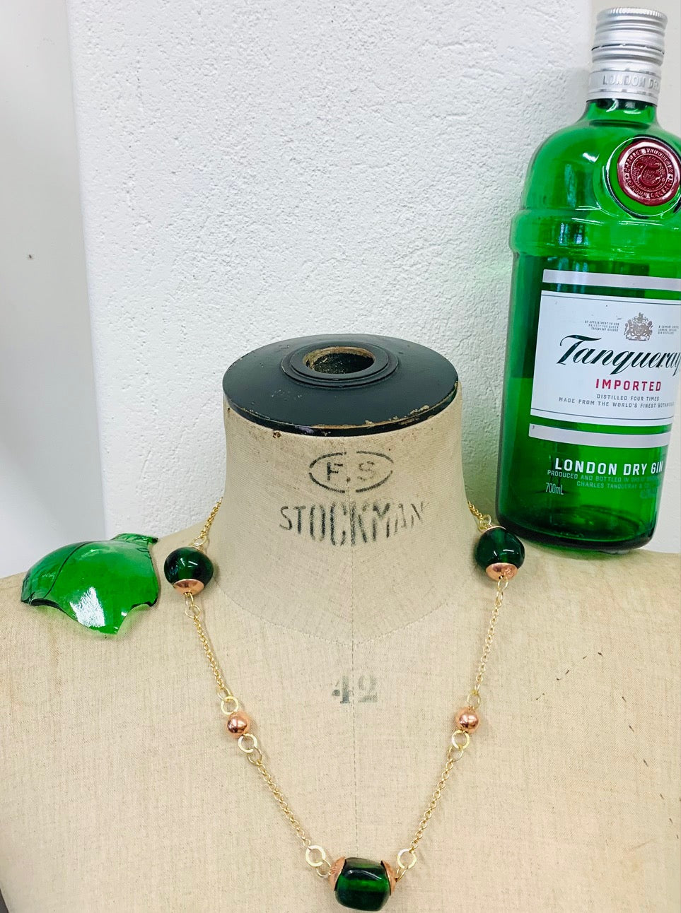 Tanqueray recycled glass short necklace