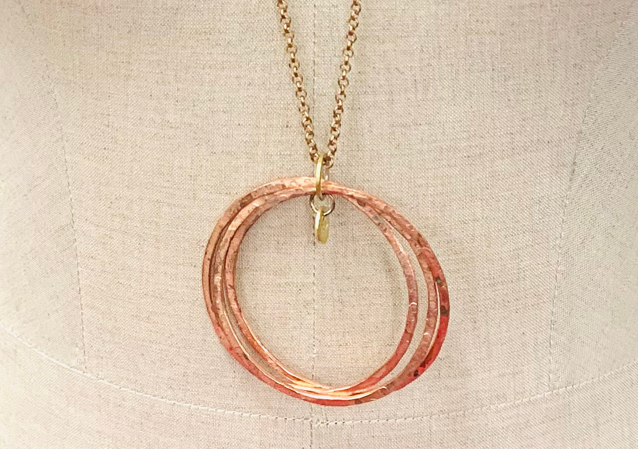 Triple Hoop same size copper pendant