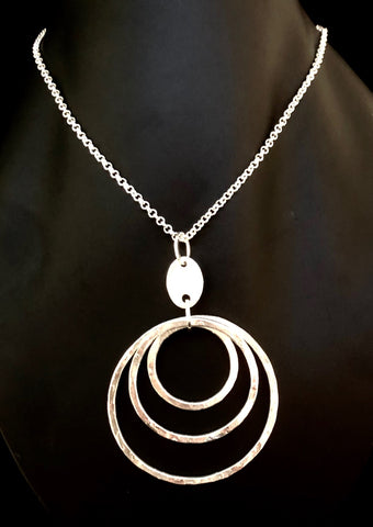 Triple hoop silver pendant
