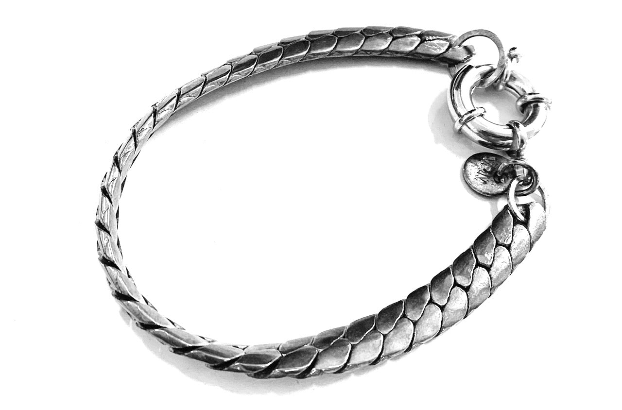 Wide snake chain silver bracelet